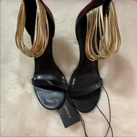 NWT Forever 21 Gold Strap Heels - Picture 2 of 8
